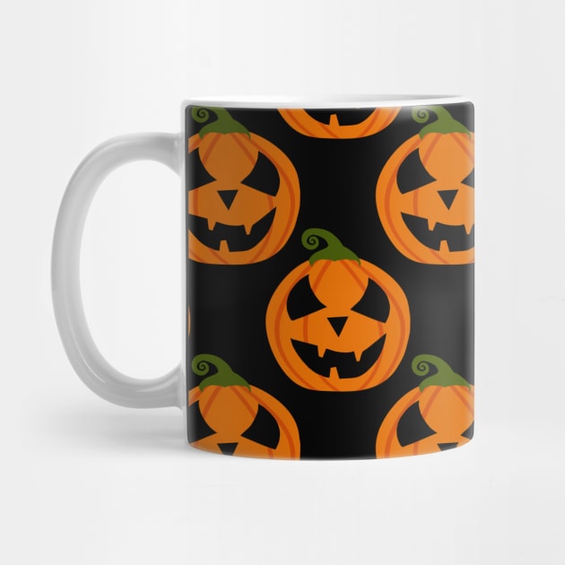Halloween pumpkins pattern on black background by galaxieartshop
